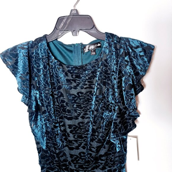 NWT Midnight Doll Green Velour Burnout Fit Flare Dress Size S - Picture 4 of 5